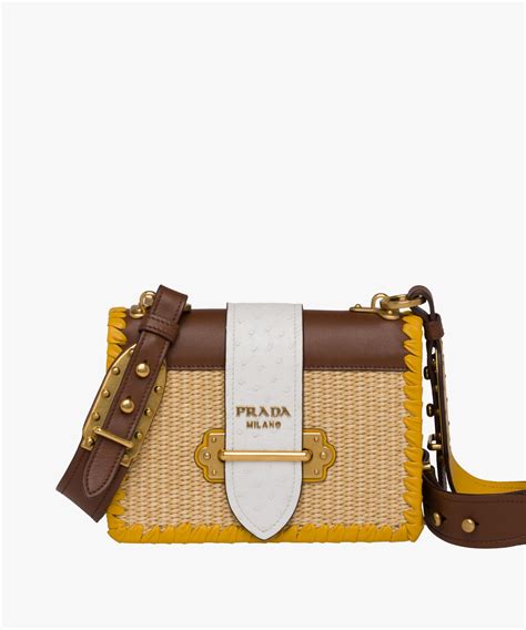 prada straw and leather cahier bag|prada leather tote bags.